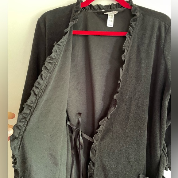 Black Women's Robe With Pockets - Picture 4 of 6